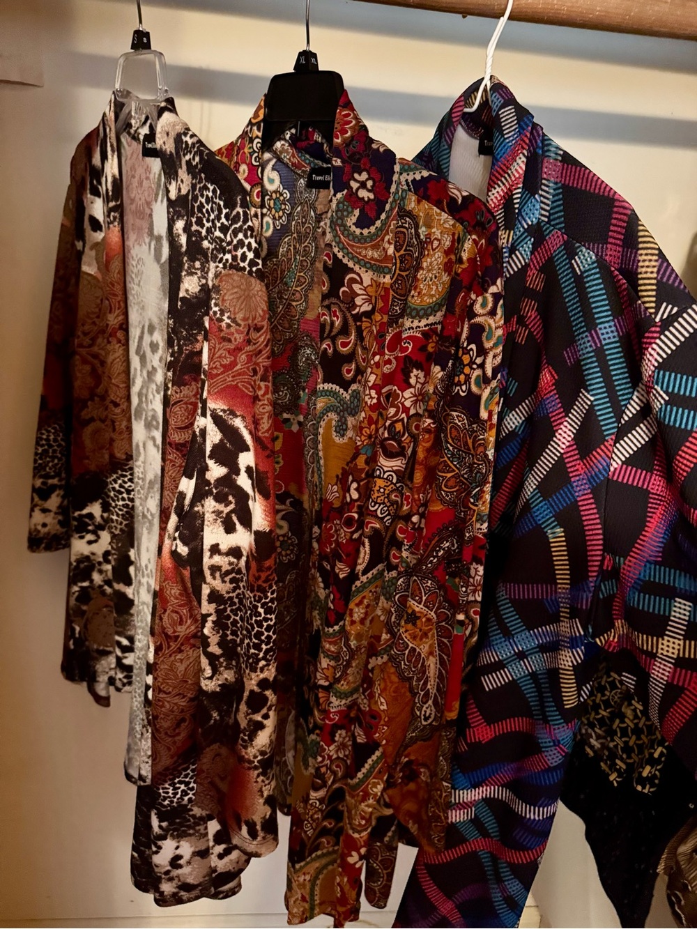 Lot of 3 Travel Elements Open Front Cardigan Dusters Geometric Paisley Ani
